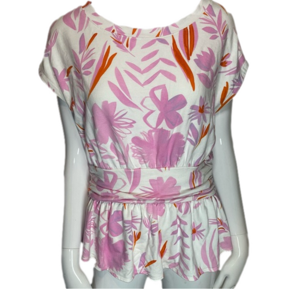 Anthropologie Postmark Floral Peplum Top- Medium - Picture 1 of 6